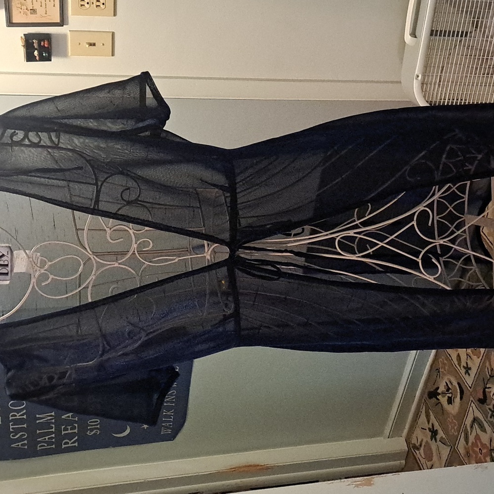 Vintage 90s Sheer Metallic Short Sleeve Duster, M/L